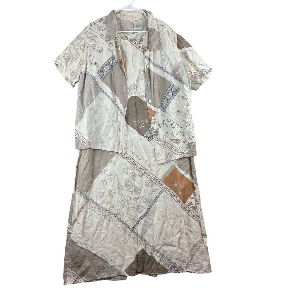 Vtg 2 Pc JPR Maxi Dress and Jacket Women's XL/1X 100% Linen Lagenlook Artsy READ